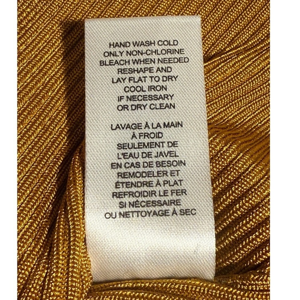 Tahari Sweater Knit‎ Pullover Long Sleeve Gold Monarch Ribbed Crewneck Top Small - Picture 7 of 8